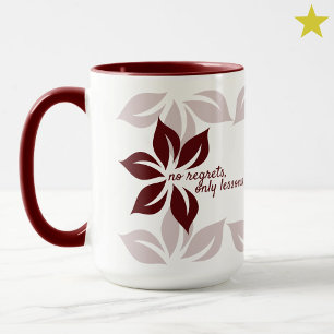 Caneca Citação de vida positiva floral vermelha minimal m