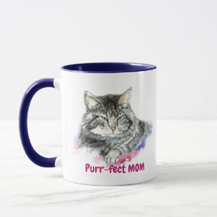 Caneca Citação Diária Purrr-fect Mãe Watercolor Cat