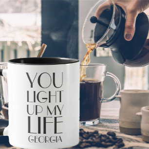 Caneca Citação do Amor Branco e Negro Moderno