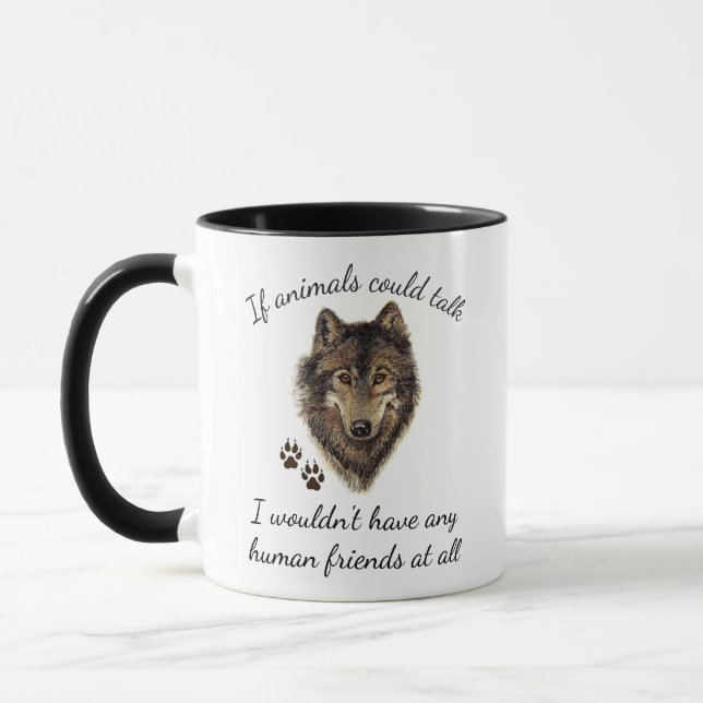 Caneca Citação do Diversão de Lobos Amigos Animais Inspir (Esquerda)