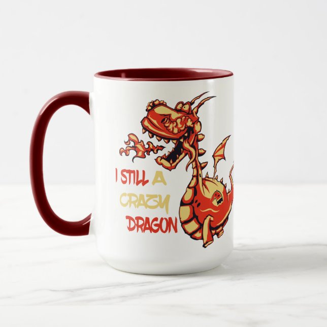 Caneca Citação Do Dragão Vermelho De Fogo Engraçado E Bon (Esquerda)