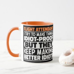 Caneca Citação engraçada de atendente de voo I tento faze
