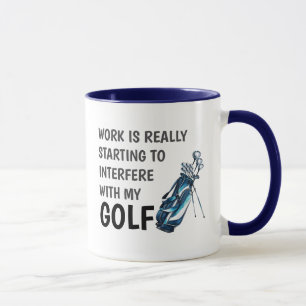Caneca Citação engraçada de golfe Humor no trabalho Hora
