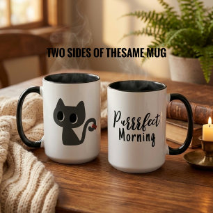 Caneca Citação engraçada de manhã perfeitinha de gato pre