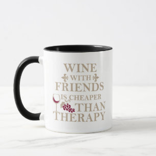 Caneca Citação engraçada de vinho e amigos