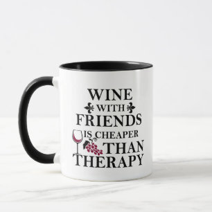 Caneca Citação engraçada de vinho e amigos