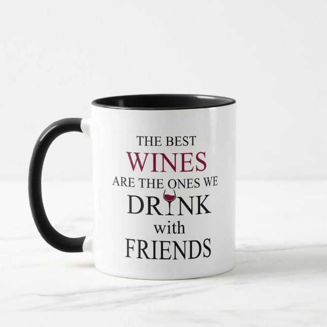 Caneca citação engraçada de vinho para amigos (Esquerda)