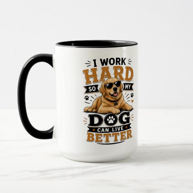 Caneca Citação Engraçada Eu Trabalho Duro Para Que Meu Ca (Esquerda)