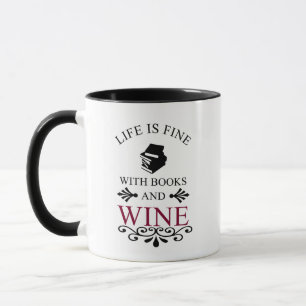 Caneca citação engraçada para livros e amantes de vinho