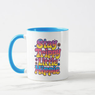 Caneca Citação Hippie Trippy Arco-íris Vibrante