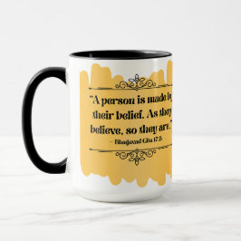 Caneca Citação Mínimalista Bhagavad Gita, Ouro inspirada