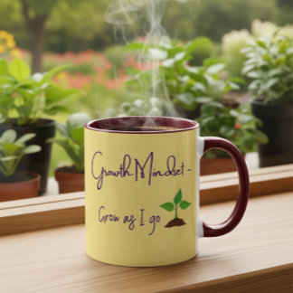 Caneca Citação Motivacional de Mentalidade de Crescimento