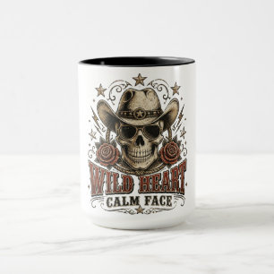 Caneca Citação Ocidental de Coração Selvagem Rosto Calmo