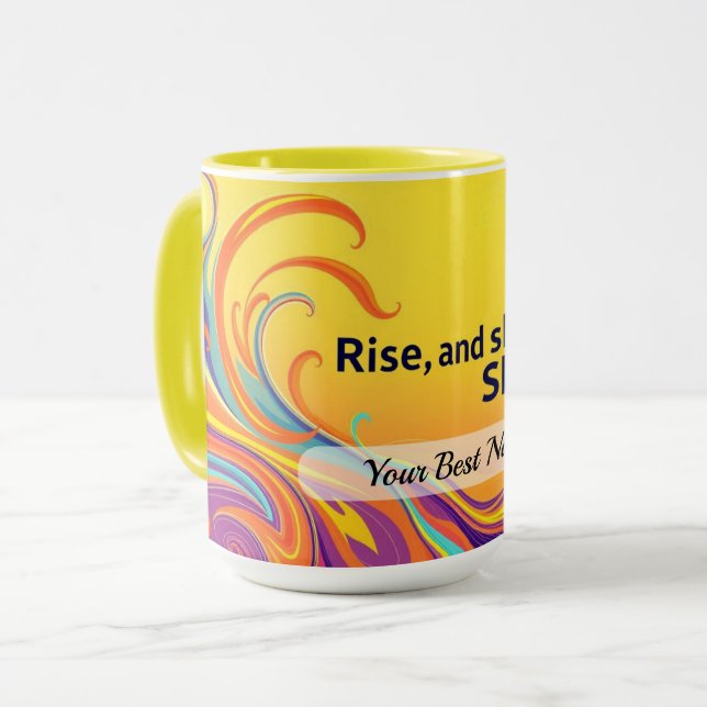 Caneca Citação Personalizada de Ascensão e Brilho (Frente Esquerda)