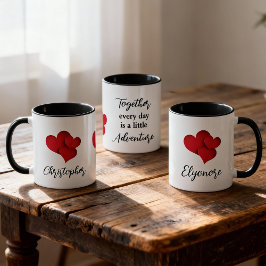 Caneca Citação Personalizada de Aventura Juntos Todos os 