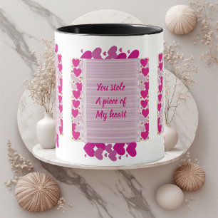 Caneca Citação Personalizada de Corações Roxos do feliz d