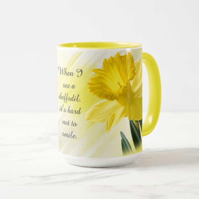 Caneca  Citação:  "Quando vejo um daffodil..."  Fotos de  (Frente Esquerda)