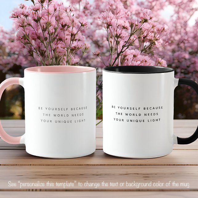 Caneca Citação Única de Luz Fonte Cinza Tendência Duas Co (Criador carregado)