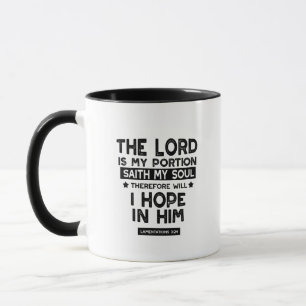 Caneca Citações de Lamentações 3:24 O Senhor é Minha Porç
