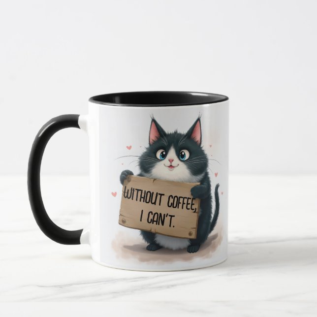 Caneca Citações Divertidas de Café com Gato (Esquerda)