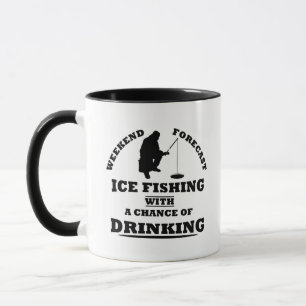 Caneca Citações engraçadas sobre pesca no gelo com álcool