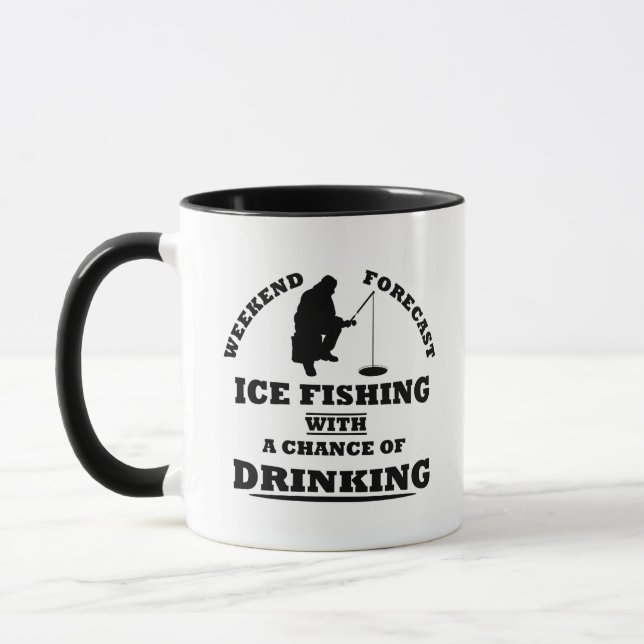 Caneca Citações engraçadas sobre pesca no gelo com álcool (Esquerda)