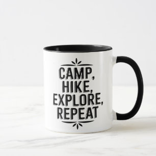 Caneca Citar Aventura de Acampamento Hike Explore Repetir