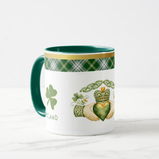 Caneca Claddagh & Tartan Irlandês