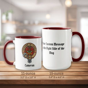 Caneca Clan Cameron Crest sobre Tartan