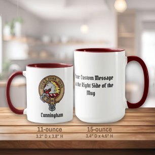 Caneca Clan Cunningham Crest sobre Tartan
