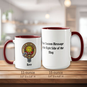 Caneca Clan Kerr Crest sobre Tartan