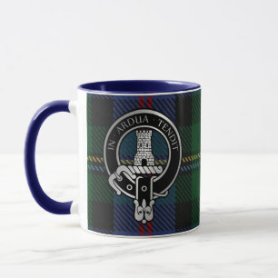 Caneca Clan Malcolm Crest e Tartan Mug
