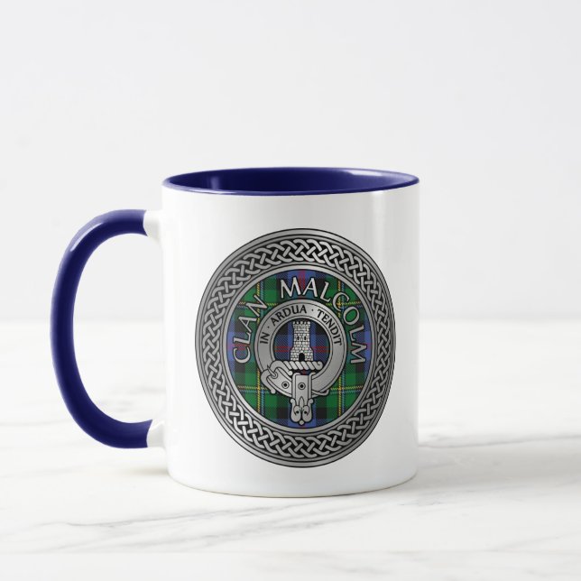 Caneca Clan Malcolm Crest & Tartan Knot (Esquerda)