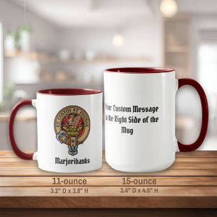 Caneca Clan Marjoribanks Crest sobre Tartan