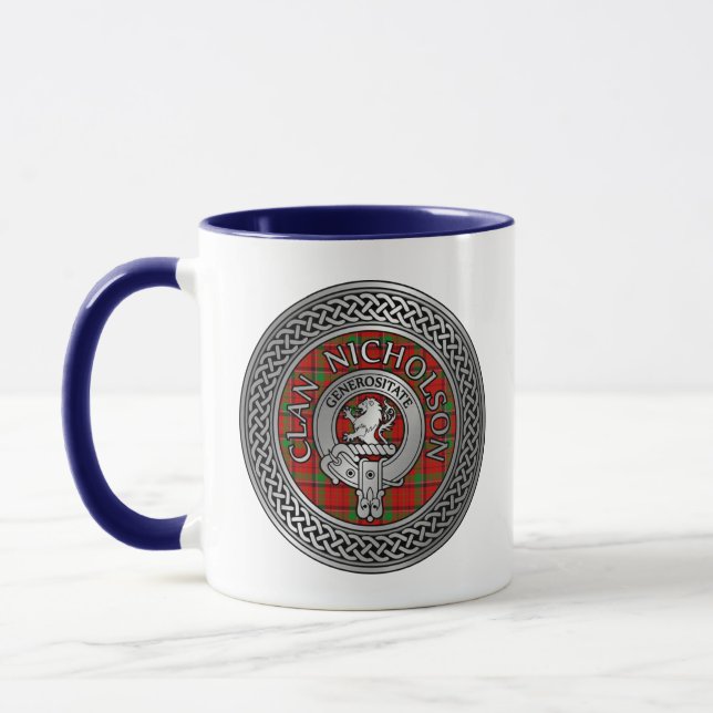 Caneca Clan Nicholson Crest & Tartan Knot (Esquerda)
