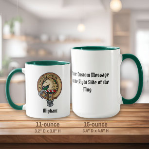 Caneca Clan Oliphant Crest sobre Tartan Mug