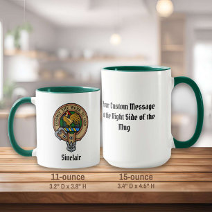 Caneca Clan Sinclair Crest sobre a Caça ao Tartan