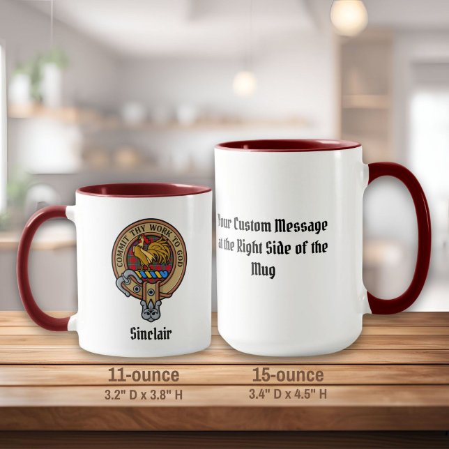 Caneca Clan Sinclair Crest sobre Tartan (Criador carregado)