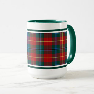 Caneca Clan Turnbull Tartan Forest Green e Red Xadrez