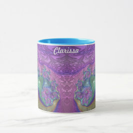 Caneca ~ CLARISSA ~ GLOSSY 3D Verde Roxo Azul