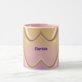 Caneca CLARISSA ~ Zany 3D ~ Rosa, Dourado e roxo