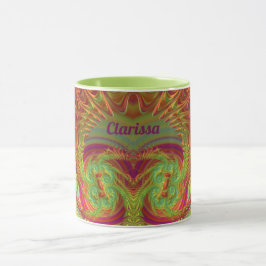 Caneca CLARISSA~ Zany ~ Laranja Brilho, Amarelo e Roxo