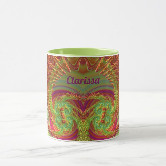 Caneca CLARISSA~ Zany ~ Laranja Brilho, Amarelo e Roxo (Centro)