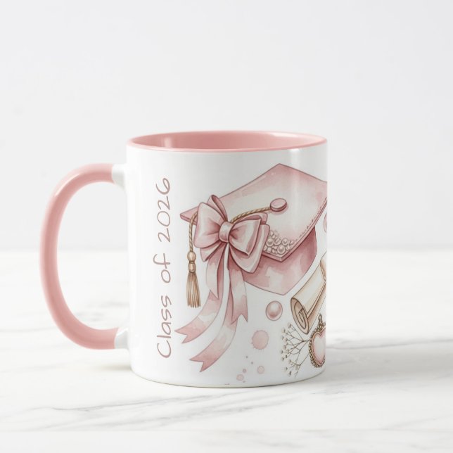 Caneca Class of  pink girly accessories graduation  (Esquerda)
