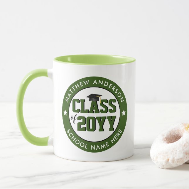 Caneca Classe de Graduação do Formando Verde Florestal de (Com Donut)