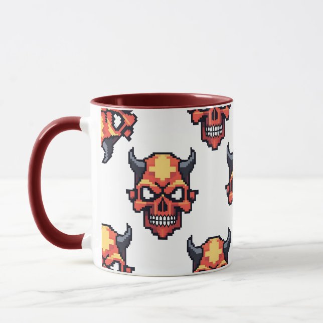 Caneca Classic Pixelated Devil Skull Pattern Mug (Esquerda)