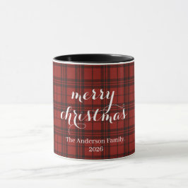 Caneca Classic Plaid Merry Christmas Festive -
