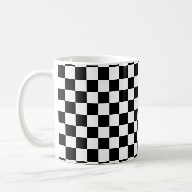 Caneca clássica Checkered preto e branco (Esquerda)