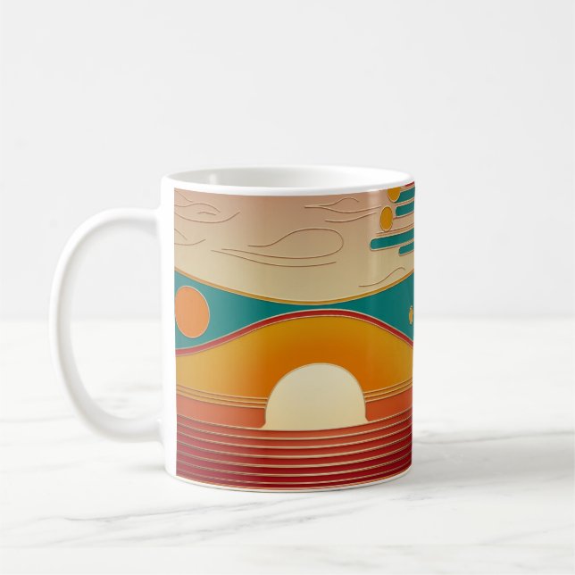 Caneca Clássica de Café Estética Linhas do Pôr do  (Esquerda)