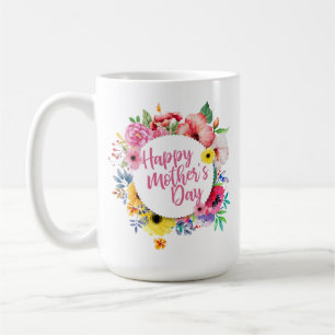 Caneca clássica floral do dia das mães feliz